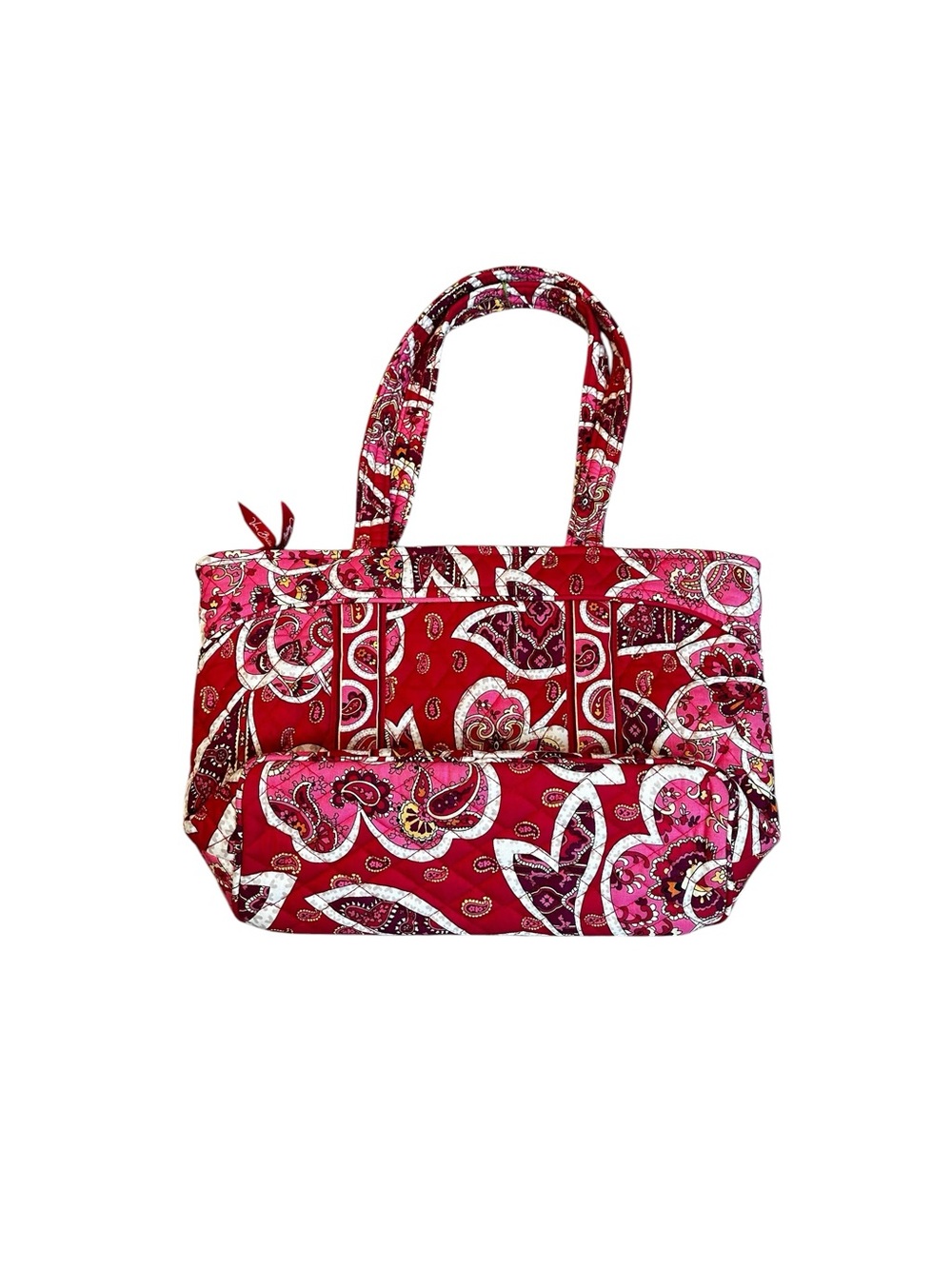 Vera Bradley Mandy Quilted Tote Bag Pink Red Rosy Posies Travel City Casual